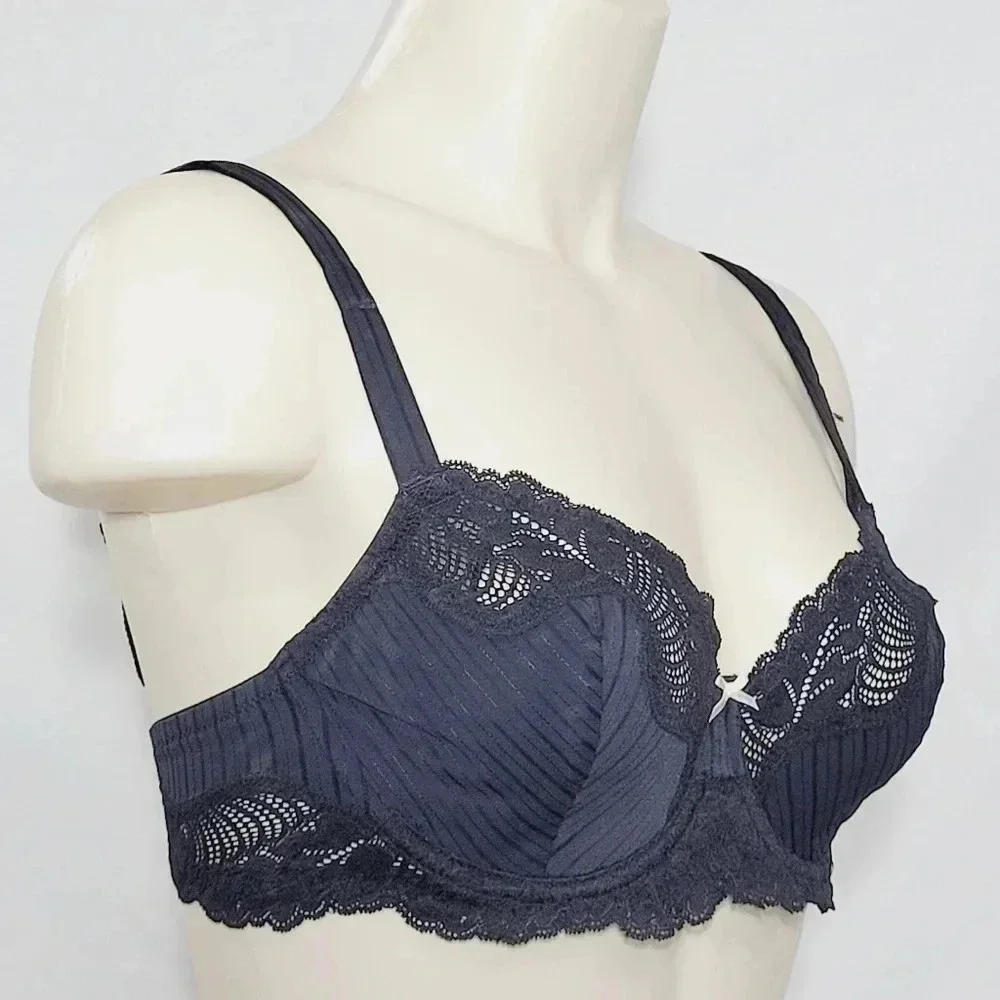 36DD Paramour 115353 Stripe Delight UW Bra Black NWT‎